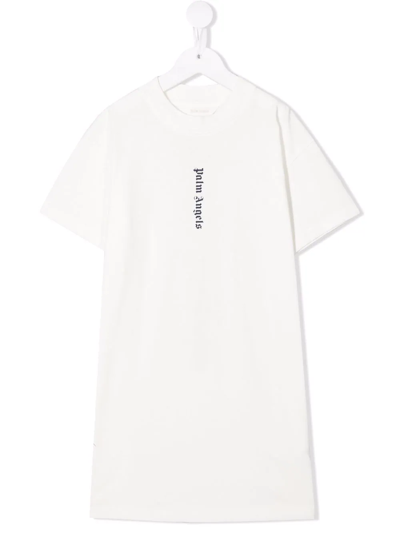 Palm Angels Kids' Logo-print T-shirt In White