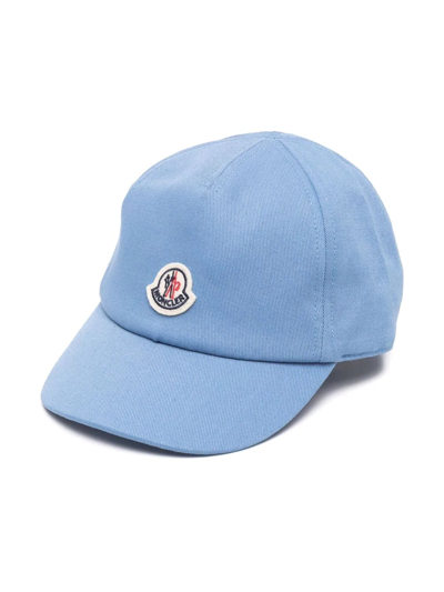 Moncler Babies' Logo-patch Cotton Cap In Blue