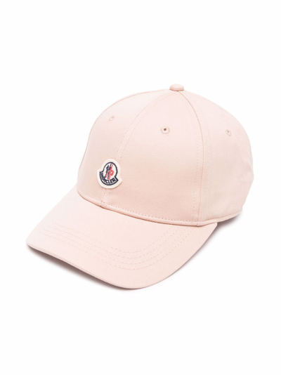 Moncler Kids' Logo-patch Cotton Baseball Cap In Pink