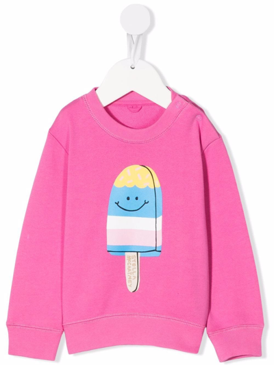 Stella Mccartney Babies' Graphic-print Crew Neck Sweatshirt In Pink