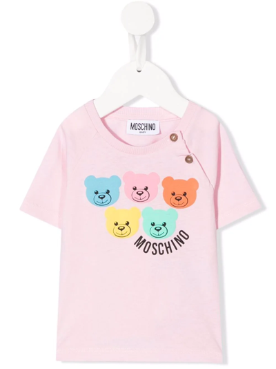 Moschino Babies' Teddy-print T-shirt In Pink