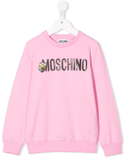 Moschino Kids' Minions-motif Cotton Sweatshirt In Pink