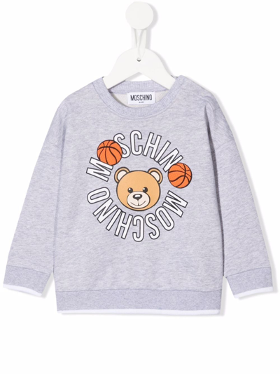 Moschino Babies' Logo Bear-print Sweatshirt In Grey
