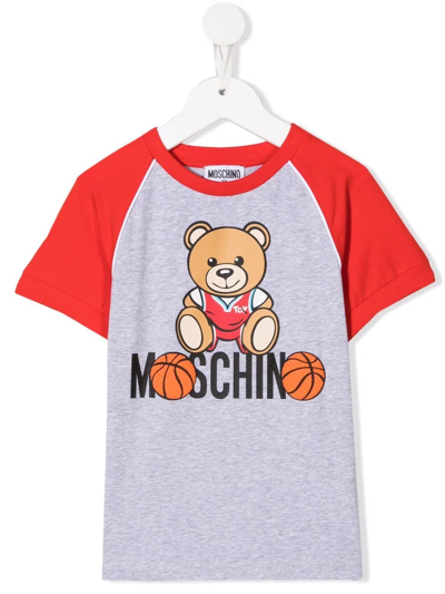 Moschino Kids' Logo Print T-shirt In Grey