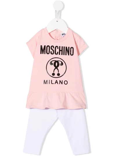 Moschino Babies' Logo-print Cotton-blend Set In Pink