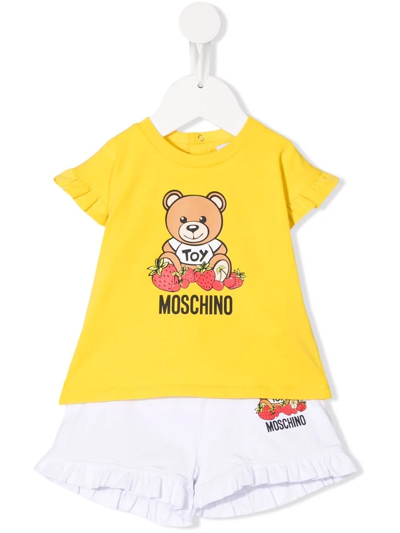 Moschino Babies' Ruffle-trim Track Shorts In Yellow