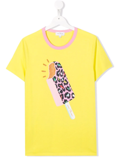 Marc Jacobs Teen Ice Cream-print Organic-cotton T-shirt In Yellow
