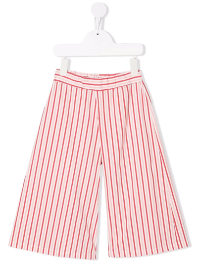 Piccola Ludo Kids' Striped Wide-leg Trousers In Pink