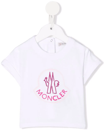 Moncler Babies' Logo-print Short-sleeved Stretch-cotton T-shirt 3-36 Months In White