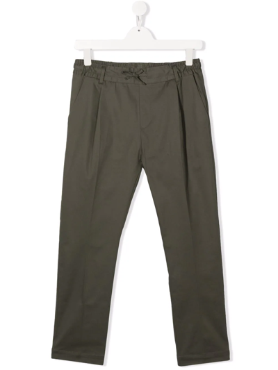 Paolo Pecora Kids' Trousers With Elasticated Waist In Militare