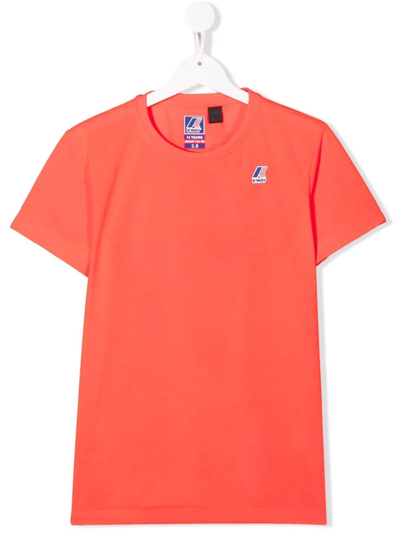 K-way Logo-print Cotton T-shirt In Orange