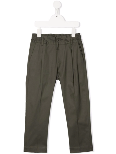 Paolo Pecora Kids' Trousers With Elasticated Waist In Militare