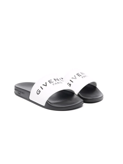 Givenchy Kids' Logo-print Open-toe Slides In White