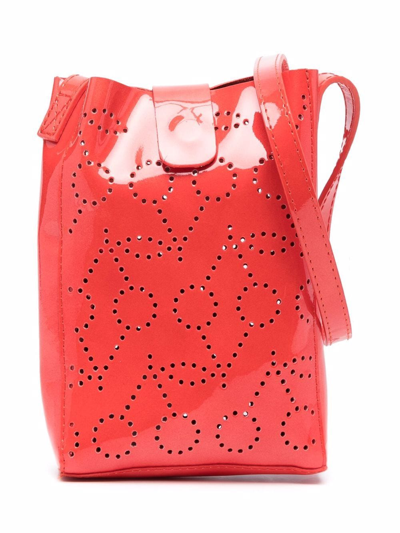 Bonpoint Kids' Cherry-motif Perforated Shoulder Bag In Red