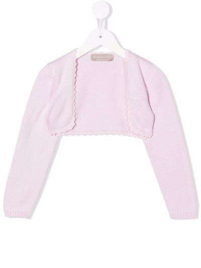 La Stupenderia Kids' Knitted Cropped Cardigan In Pink