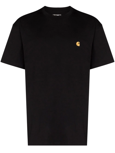 Carhartt American Script Embroidered Logo T-shirt In Black