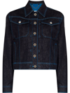 Ferragamo Contrast-stitch Denim Jacket In Blue