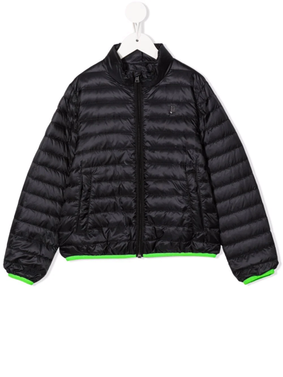 Herno Kids' Feather Down Zip-up Jacket In Black