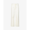 Paige Carly Tie Waist High Rise Wide Leg Jeans In Warm Ecru In Warm Ecru