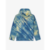 Sandro Tie-dye Logo-embroidered Cotton-fleece Hoody In Jaunes / Oranges