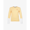 Comme Des Garçons Play Heart-embellished Cotton-jersey T-shirt In Yellow White