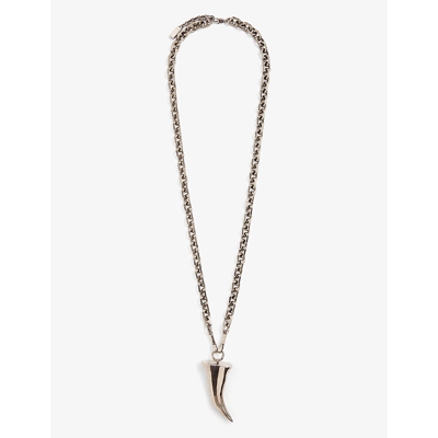 Givenchy Men's Horn Pendant Chain Necklace In Silver