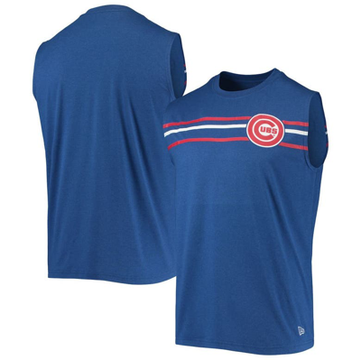 New Era Heathered Royal Chicago Cubs Muscle Tank Top