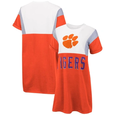 G-iii 4her By Carl Banks Women's  Orange And White Clemson Tigers 3rd Down Short Sleeve T-shirt Dress In Orange,white