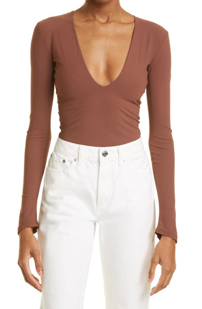 Alix Nyc Irving Long Sleeve Bodysuit In Cocoa