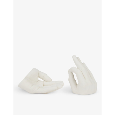Curves By Sean Brown White Hands Plaster Incense Holder 12.7cm