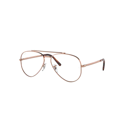 Ray Ban New Aviator Optics Eyeglasses Rose Gold Frame Clear Lenses Polarized 58-14