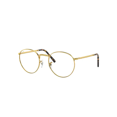 Ray Ban New Round Optics Eyeglasses Legend Gold Frame Clear Lenses Polarized 47-21