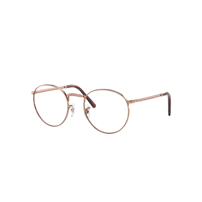 Ray Ban New Round Optics Eyeglasses Rose Gold Frame Clear Lenses Polarized 50-21