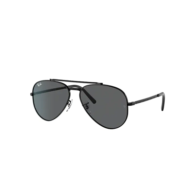 Ray Ban New Aviator Sunglasses Black Frame Grey Lenses 55-14