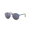 RAY BAN NEW ROUND SUNGLASSES BLACK FRAME BLUE LENSES 50-21