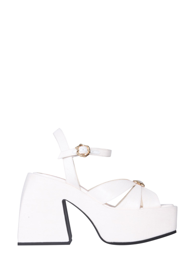 Nodaleto Bulla Aurora Embellished Satin Platform Sandals In White