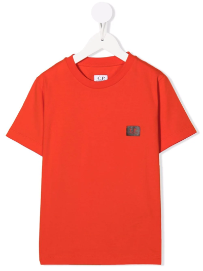 C.p. Company Kids' Chest Logo-patch Detail T-shirt In Red