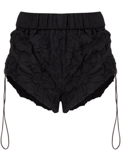 Dion Lee Crinkled-finish Short Shorts In Black