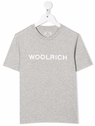 Woolrich Kids' Logo-print T-shirt In Grey