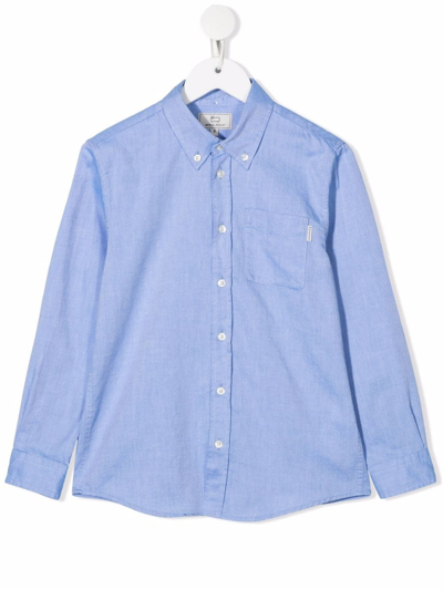 Woolrich Kids' Button-down Oxford Shirt In Blue
