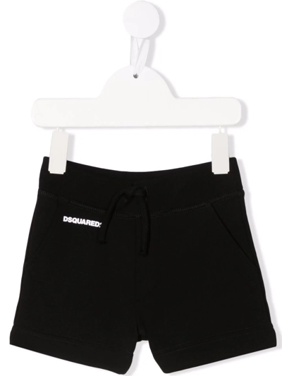 Dsquared2 Baby Black Sports Shorts With Sport Edin. 05 Print