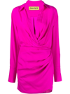 Gauge81 Naha Draped Silk-satin Mini Shirt Dress In Pink