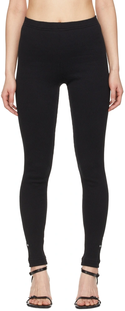 Balenciaga Logo-print High-rise Stretch-cotton Leggings In Black