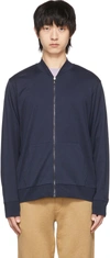 Ralph Lauren Purple Label Navy Lisle Bomber Jacket In Cls Chairman Navy/lt Grey