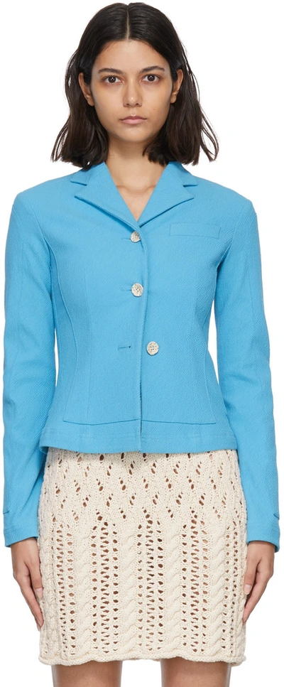 Acne Studios Textured Stretch-cotton Jacket In Light Blue