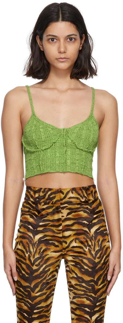 Acne Studios Cropped Ribbed Wool-blend Camisole In Grass Green