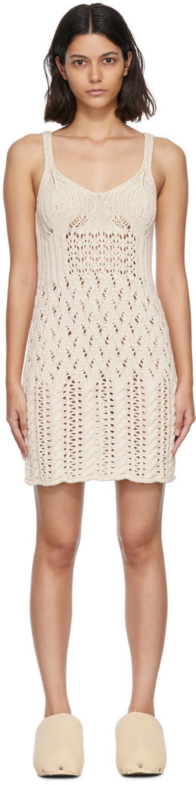 Acne Studios Crochet Cotton Minidress In Warm White