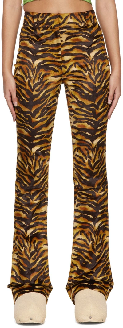 Acne Studios Pippa Graphic-print Flared High-rise Velvet Trousers In Multi-colored