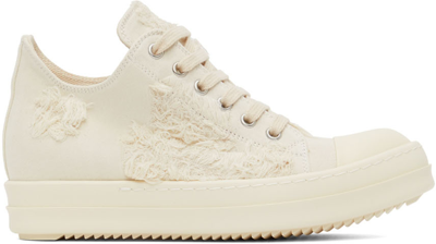 Rick Owens Drkshdw Off-white Distressed Sneakers In Neutrals