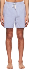 Polo Ralph Lauren Traveler Straight-leg Mid-length Striped Cotton-blend Seersucker Swim Shorts In Cruise Royal Seersuc